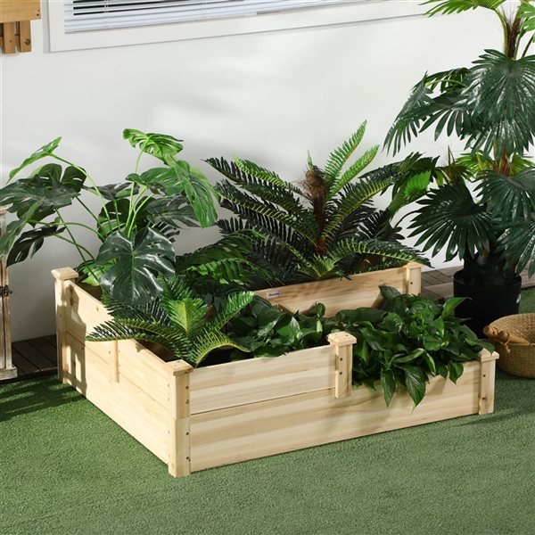 Outsunny 3 Tier Fir Wood Raised Garden Bed Planter Box