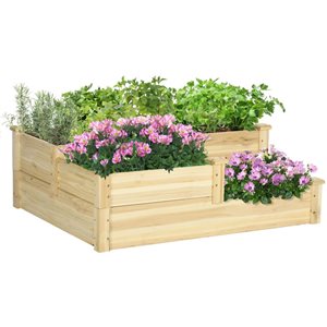 Outsunny 3 Tier Fir Wood Raised Garden Bed Planter Box