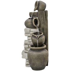 Outsunny 4-Tier Outdoor Adjustable Flow Waterfall Fountain
