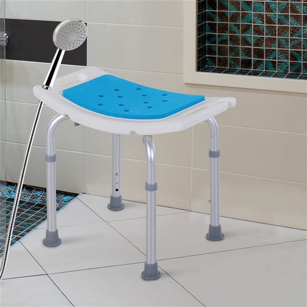 HOMCOM Height Adjustable Shower Chair Padded Bath Seat