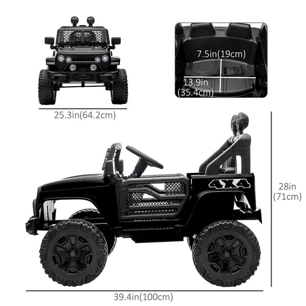 Voiture électrique sous licence Jeep avec télécommande par Aosom, 12 V, noir