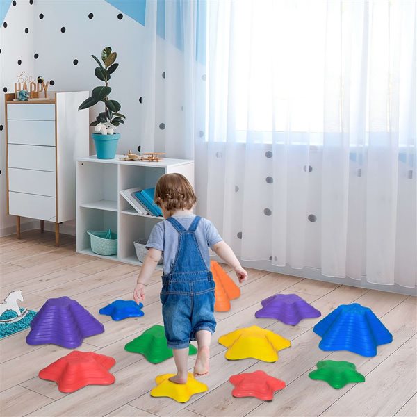 Outsunny 11-Piece Indoor and Outdoor Kid Anti-slip Stepping Stones Obstacle Courses