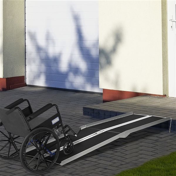 Rampe de fauteuil roulant pliante par HomCom, aluminium texturé, 8 pi