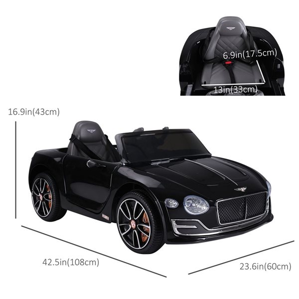 Voiture électrique sous licence Bentley avec télécommande par Aosom, 12 V, noir