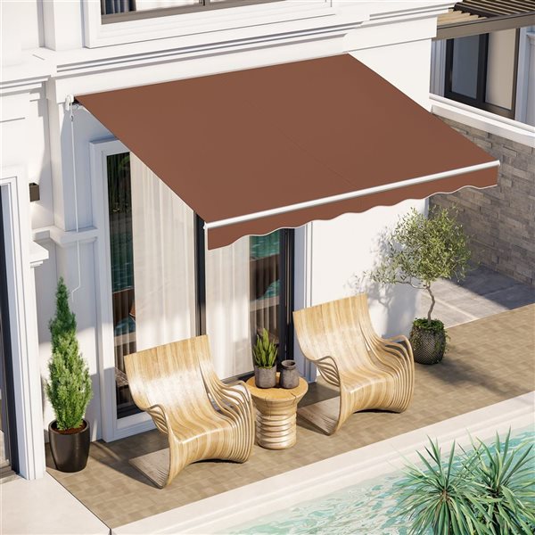 Outsunny 10-ft x 8-ft Coffee Electric Retractable Awning Sun Shade Shelter