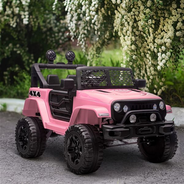 Voiture électrique sous licence Jeep avec télécommande par Aosom, 12 V, rose