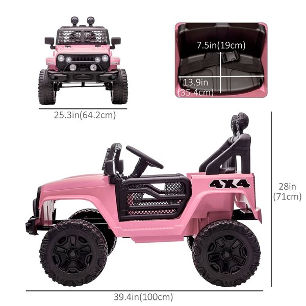 Voiture électrique sous licence Jeep avec télécommande par Aosom, 12 V, rose