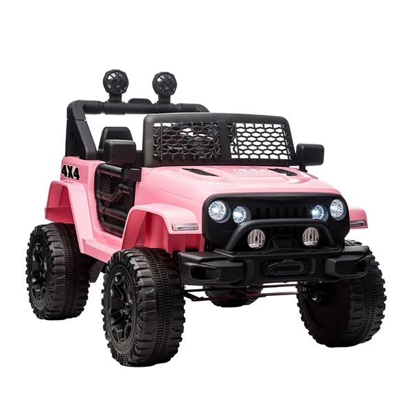 Aosom Pink 12V Ride On Car Off Road Truck with Remote Control,