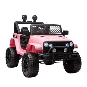 Aosom Pink 12V Ride On Car Off Road Truck with Remote Control,
