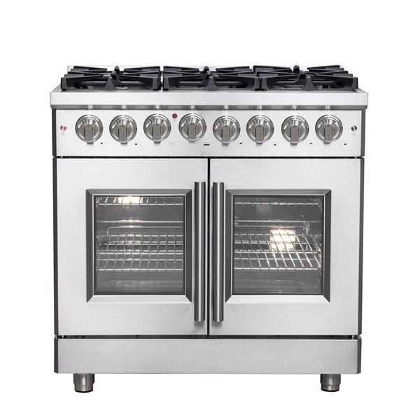 Cuisinière autoportante bi-énergie à porte française Massimo par Forno 36 po