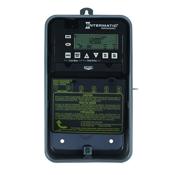 Intermatic Astronomic 7-Day 2-Circuit Electronic Control, 120-277 VAC, 2-SPST, Indoor Metal Enclosure