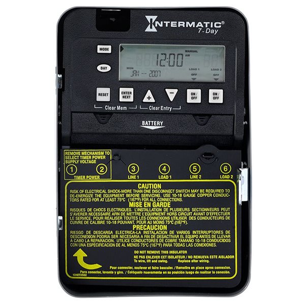 Intermatic 7-Day 2-Circuit Electronic Control, 120-277 VAC, 2-SPST, Indoor Metal Enclosure