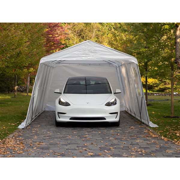 Abri simple pour voiture de Gazebo Penguin en polyéthylène tissé transparent 11 x 16 pi