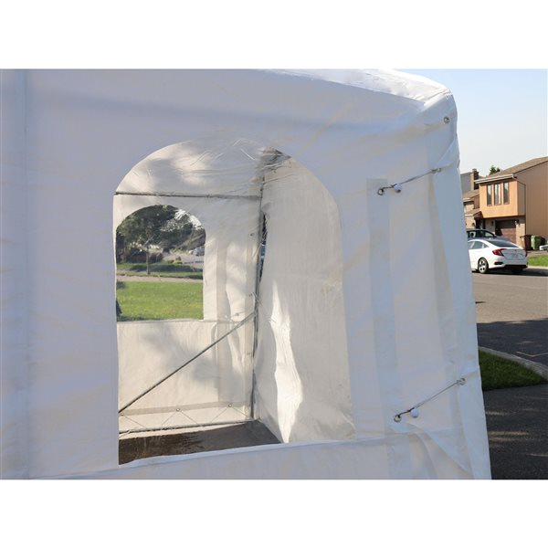 Abri simple pour voiture de Gazebo Penguin en polyéthylène tissé blanc 11 x 20 pi