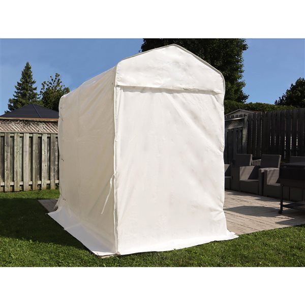 Abri utilitaire d'extérieur de Gazebo Penguin en polyéthylène tissé blanc  5x 8 pi