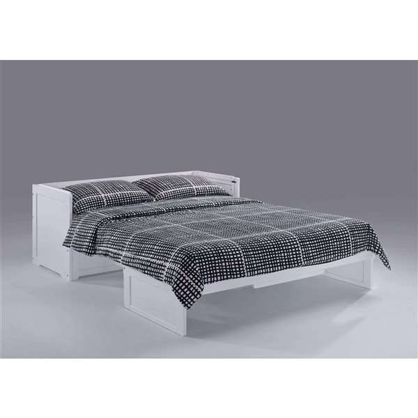 True Contemporary Queen Size Murphy Cube White Cabinet Bed w/ Gel Memory Foam Mattress