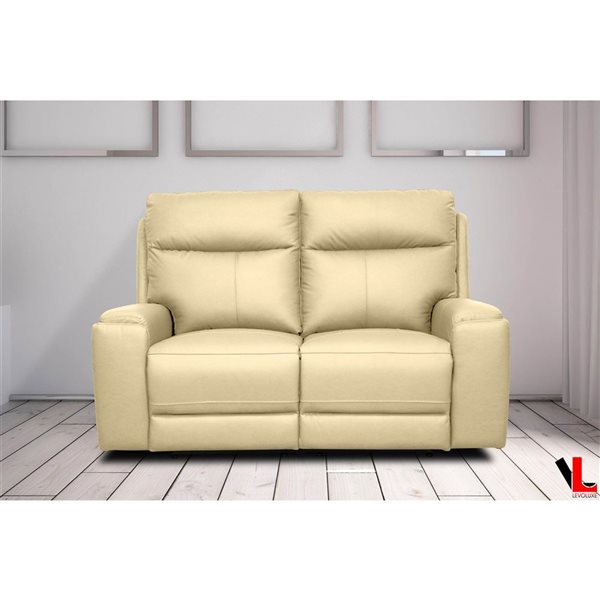 Levoluxe Arlo 64.2-in Light Taupe Power Reclining Loveseat w/ Power Headrest