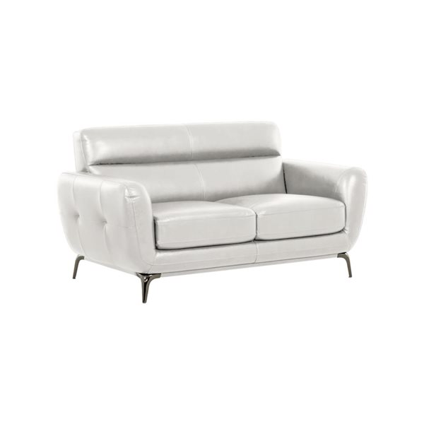 True Contemporary William 61-in Gray Tufted Faux Leather Loveseat