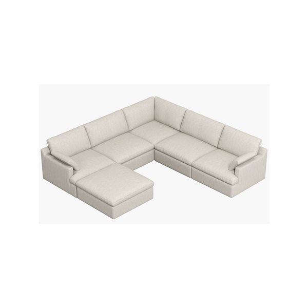 Urban Cali Long Beach Axel Beige Modular Corner Sectional Sofa w/ Ottoman