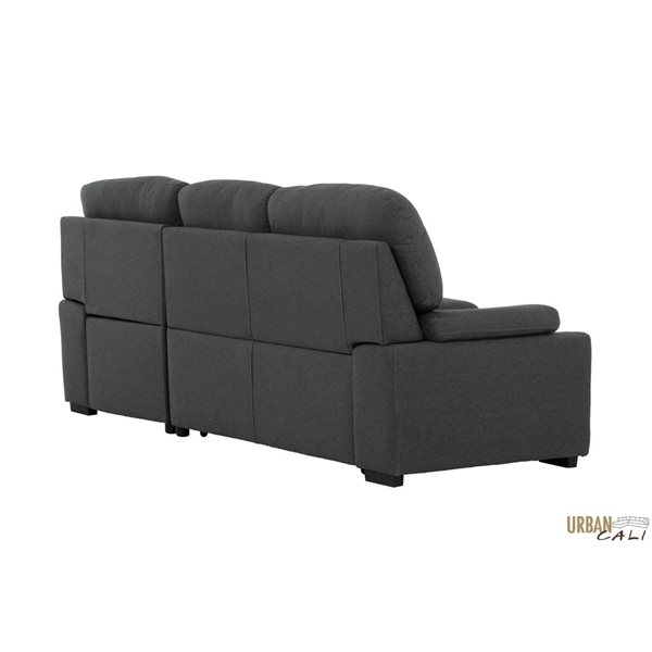 Urban Cali Anaheim II Rowen Charcoal Condo Sleeper Sectional Sofa Bed w/ Cup Holders and Storage