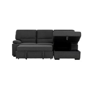 Urban Cali Anaheim II Rowen Charcoal Condo Sleeper Sectional Sofa Bed w/ Cup Holders and Storage