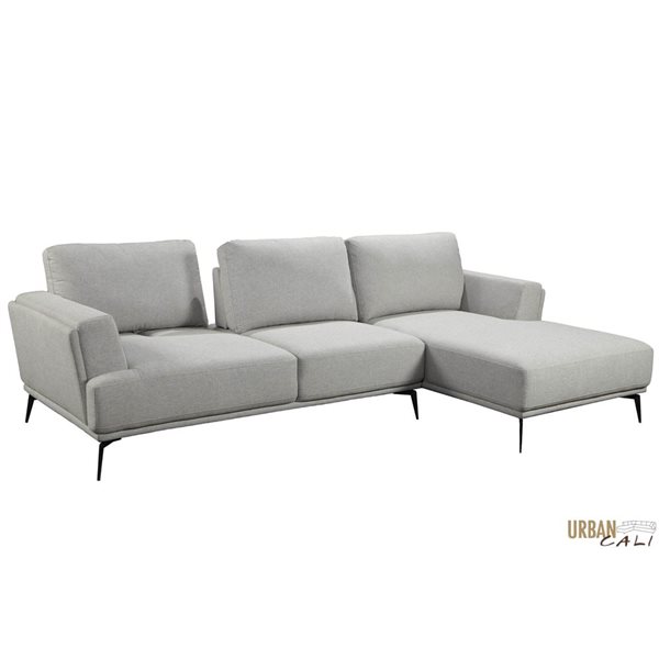 Urban Cali Newport Nela Light Gray Adjustable Deep Seating Sectional Sofa