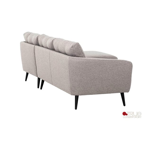 True Contemporary Elizabeth 96-in Tufted Sectional Sofa in Nia Grey