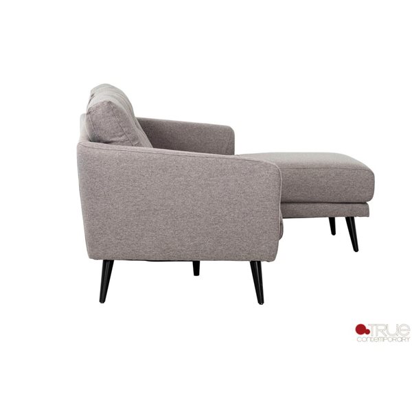 True Contemporary Elizabeth 96-in Tufted Sectional Sofa in Nia Grey