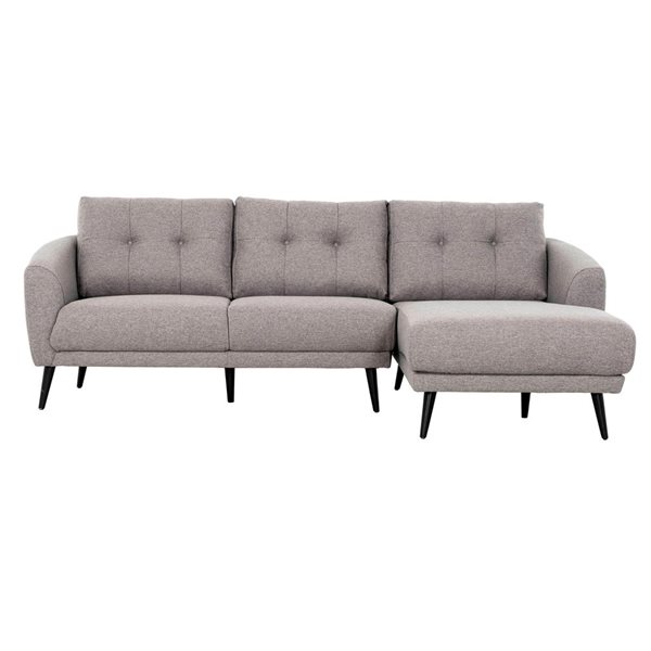 True Contemporary Elizabeth 96-in Tufted Sectional Sofa in Nia Grey