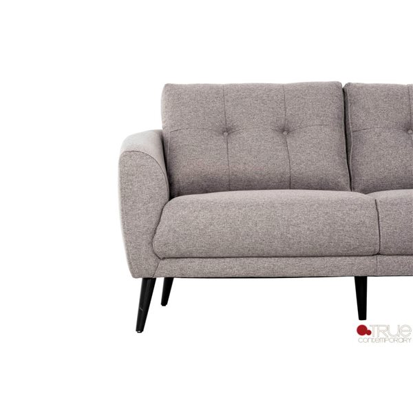 True Contemporary Elizabeth 96-in Tufted Sectional Sofa in Nia Grey