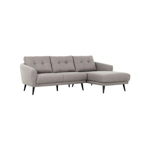 True Contemporary Elizabeth 96-in Tufted Sectional Sofa in Nia Grey