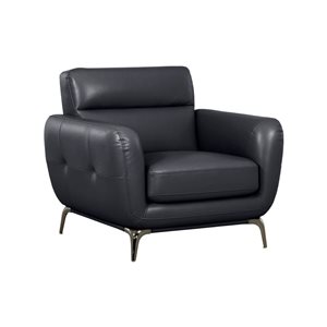 True Contemporary William 36-in Midnight Tufted Faux Leather Living Room Chair