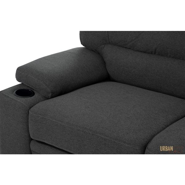 Urban Cali Anaheim II Rowen Charcoal Condo Sleeper Sectional Sofa Bed w/ Cup Holders and Storage