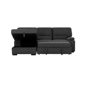 Urban Cali Anaheim II Rowen Charcoal Condo Sleeper Sectional Sofa Bed w/ Cup Holders and Storage