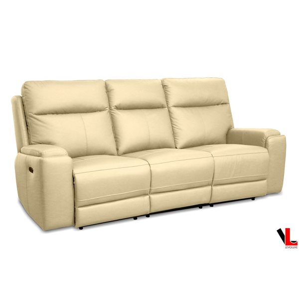 Levoluxe Arlo 87-in Light Taupe Power Reclining Sofa w/ Power Headrest