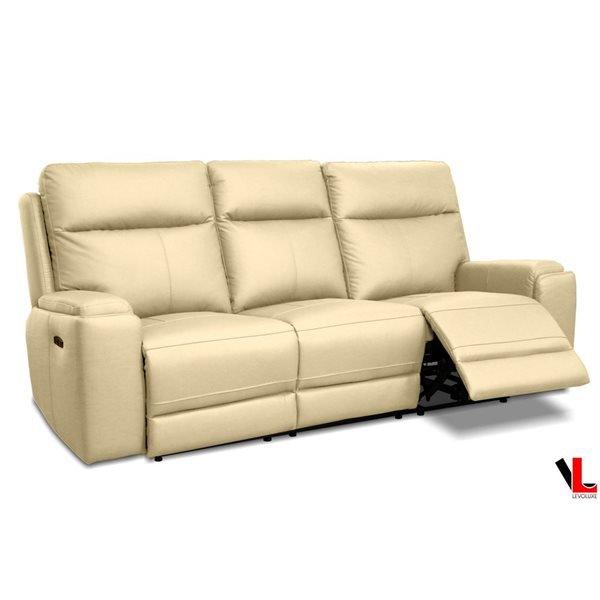 Levoluxe Arlo 87-in Light Taupe Power Reclining Sofa w/ Power Headrest