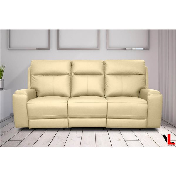 Levoluxe Arlo 87-in Light Taupe Power Reclining Sofa w/ Power Headrest