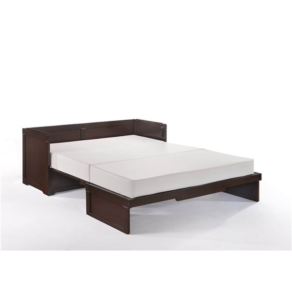 True Contemporary Queen Size Murphy Cube Chocolate Cabinet Bed w/ Gel Memory Foam Mattress