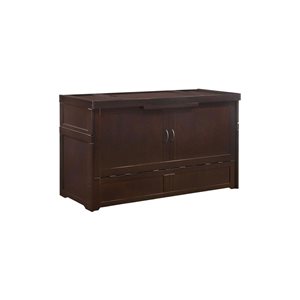 True Contemporary Queen Size Murphy Cube Chocolate Cabinet Bed w/ Gel Memory Foam Mattress