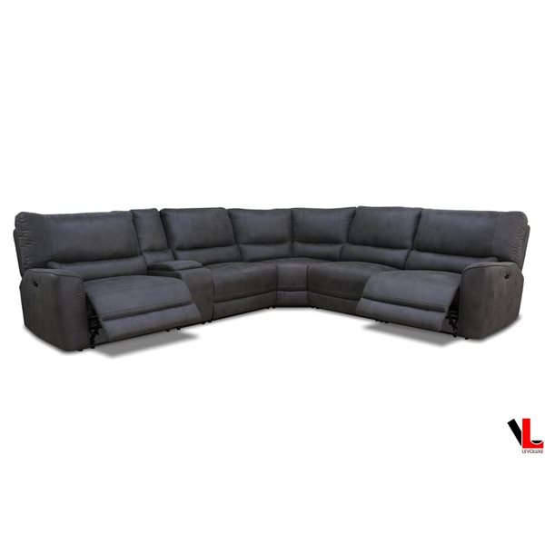 Levoluxe Atlas Kori Piompo Corner Sectional Sofa w/ Console and Power Recliners