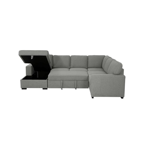 Urban Cali Santa Cruz Large Solis Dark Gray Modular Sleeper Sectional Sofa Bed w/ Storage