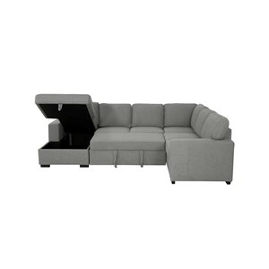 Urban Cali Santa Cruz Large Solis Dark Gray Modular Sleeper Sectional Sofa Bed w/ Storage