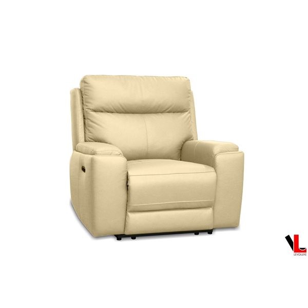 Fauteuil à inclinaison électrique Arlo par Levoluxe 41,3 po taupe avec appui-tête électrique en cuir assorti