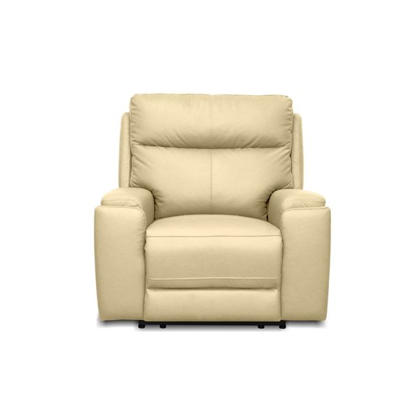 Fauteuil à inclinaison électrique Arlo par Levoluxe 41,3 po taupe avec appui-tête électrique en cuir assorti