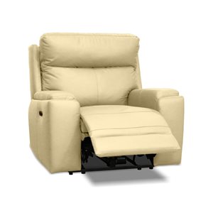 Fauteuil à inclinaison électrique Arlo par Levoluxe 41,3 po taupe avec appui-tête électrique en cuir assorti