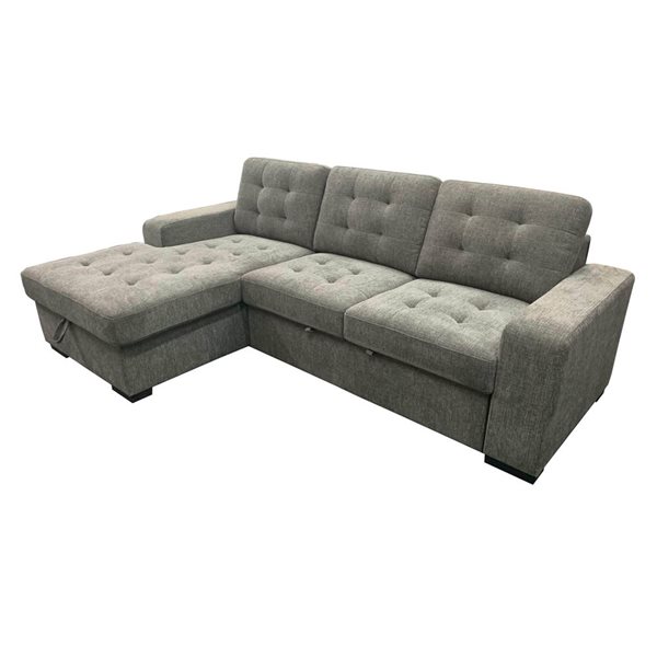 Urban Cali Coronado Nora Gray Tufted Sleeper Sectional Sofa W  Storage 