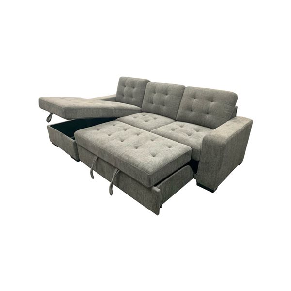 Urban Cali Coronado Nora Gray Tufted Sleeper Sectional Sofa W  Storage 