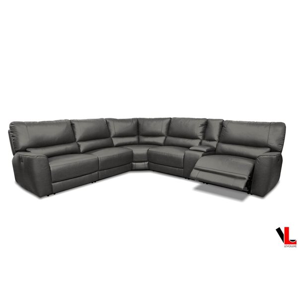 Levoluxe Atlas Ryder Gray Corner Sectional Sofa w/ Console and Power Recliners