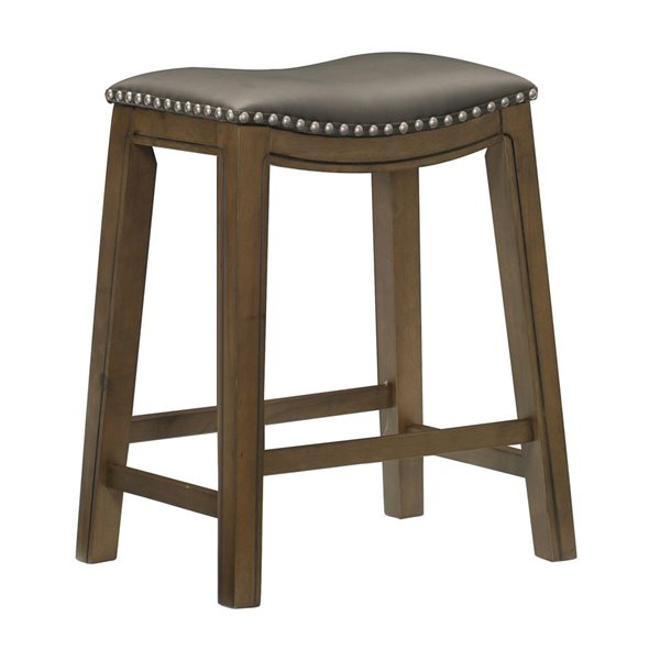 HomeTrend Ordway Grey Faux Leather Counter Height Curved Upholstered Stool - 1/Pk