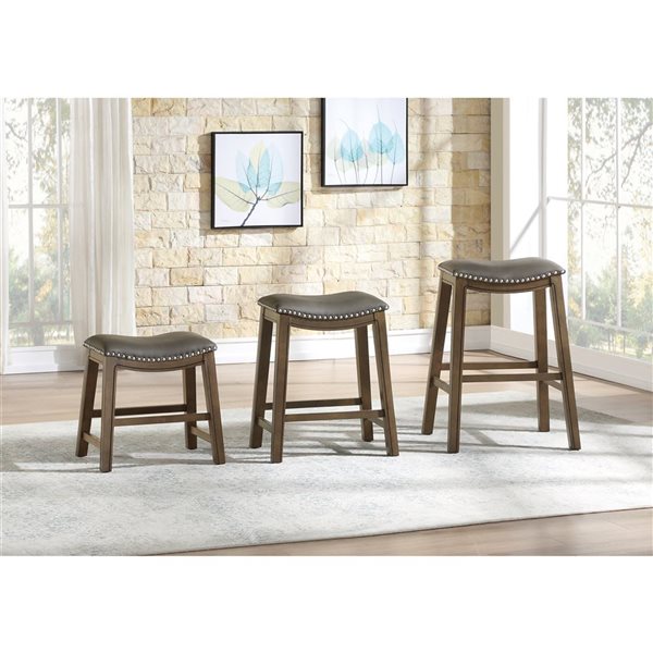 HomeTrend Ordway Grey Faux Leather Counter Height Curved Upholstered Stool - 1/Pk